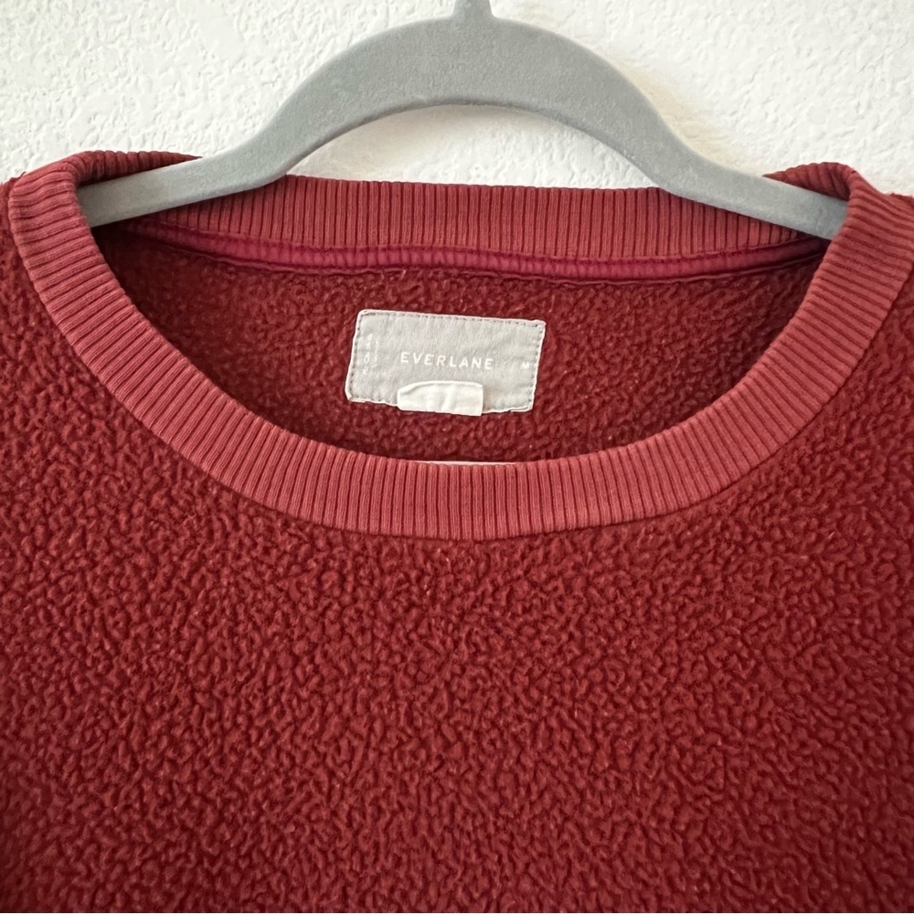 Everlane ReNew Sherpa Teddy Fleece Crewneck Pullover Rust Red Size Medium - Picture 9 of 16